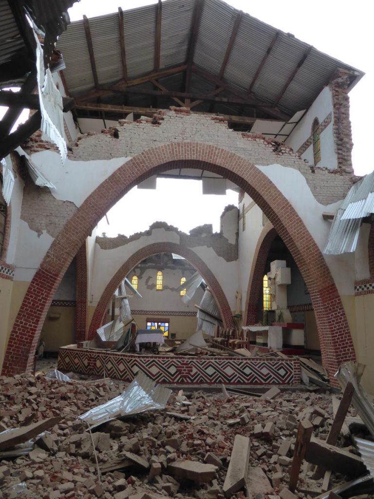 Paroisse Mwanda (Katana), after earthquake August 7, 2015. (c) RESIST, 2015