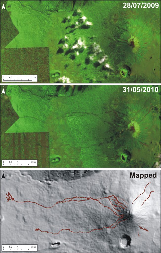Mapping of the mud flows using EO-1 ALI images. (c) B. Smets, RMCA, 2010